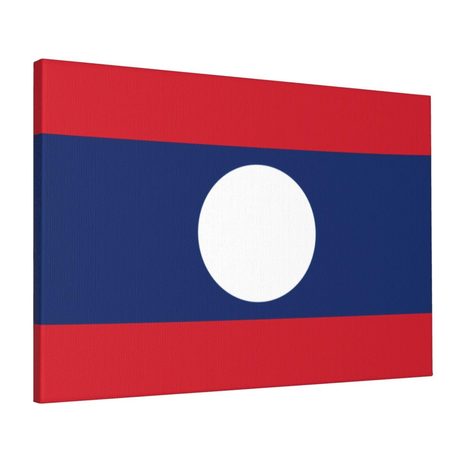 CNTDBU Flag of Laos Canvas Wall Art 16x24 Inch-Large Modern Painting Print for Living Room, Framed Ready to Hang Artwork for Bedroom