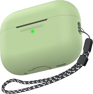 AhaStyle AirPods Pro 2 Case Cover (2022) Soft Silicone AirPods Pro 2nd Generation Case [Added Hand Strap] Full Body Shockproof Covers for Apple AirPods Pro 2 2022 Charging Case (Avocado Green)