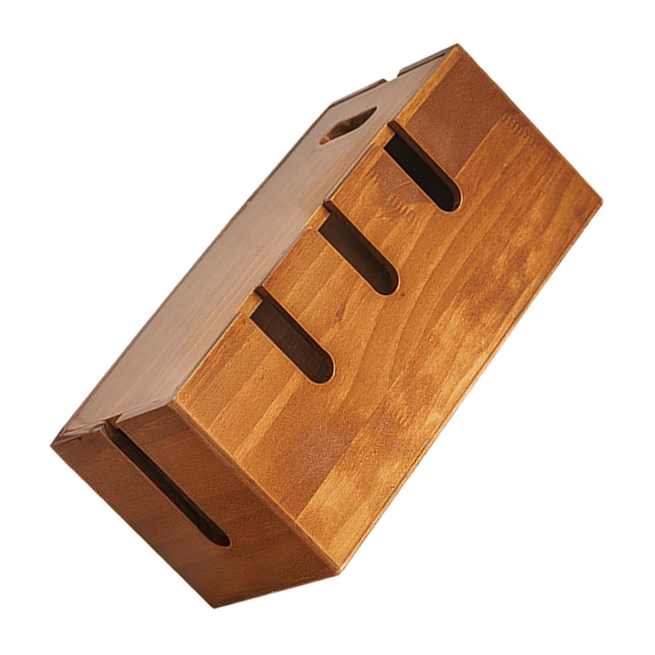 Housoutil Caja Organizadora Diseño Rústico de Madera de Gestión de Cables Tapa y Función de Organización de Escritorio para Oficina y Hogar