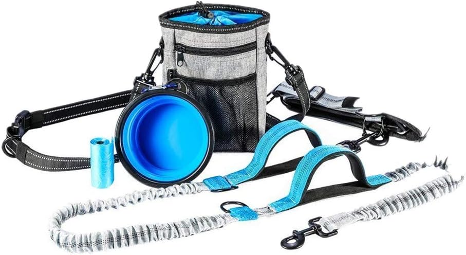 Joggingleine Hund Mit Bauchgurt - Reflektierende Laufleine Mit Hüfttasche Bis 50kg