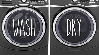 White - Wash Dry Vinyl Decals - Skinny Farmhouse Washer Dryer Laundry Room Decor - Die Cut Stickers - 8 inch Tall Set