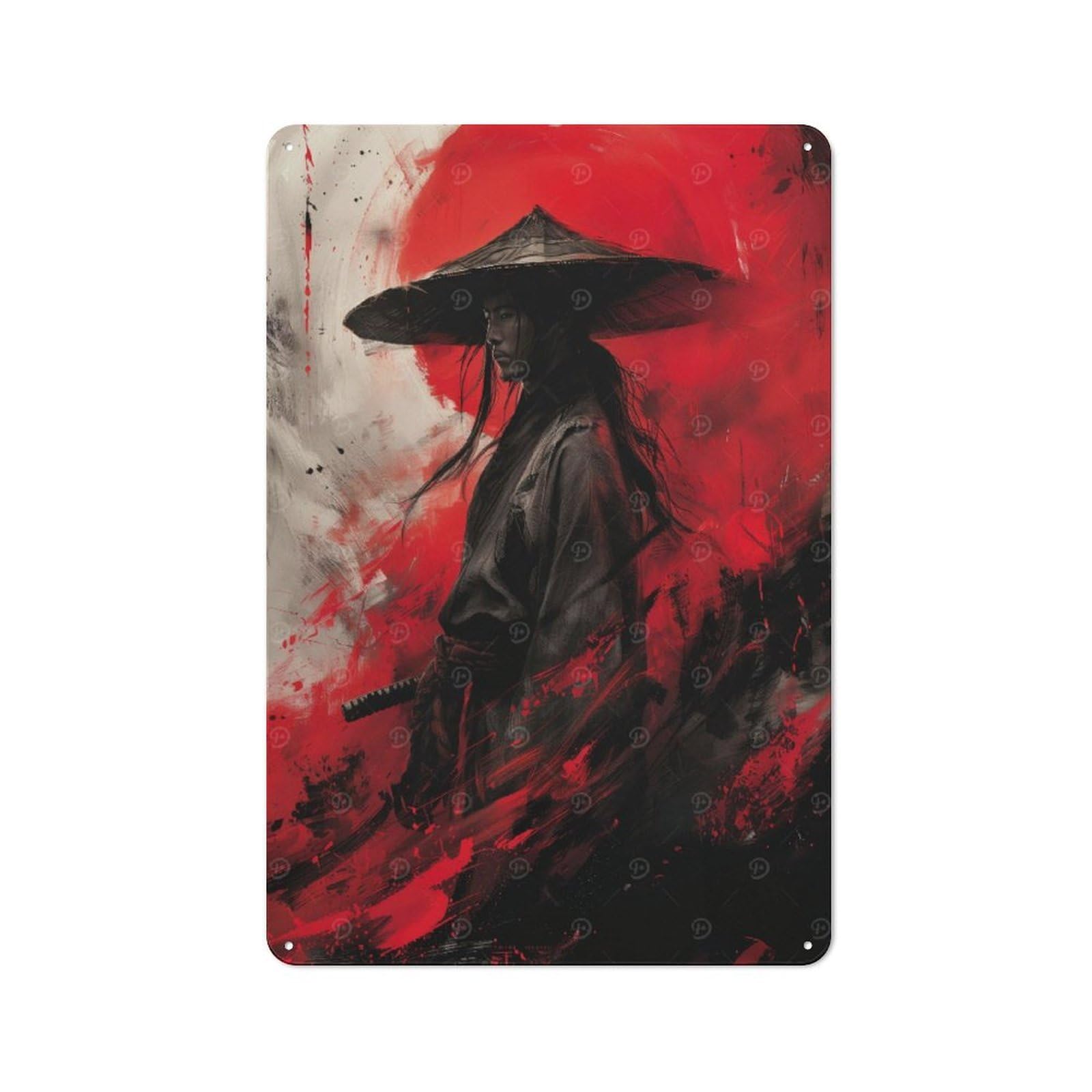 Junmoney Shinobi Or Ninja Poster Metal Wall Sign 30X20cm, Clean Industrial Loft Wall Plaque For Workspace, Cafe, Hallway Or Garage
