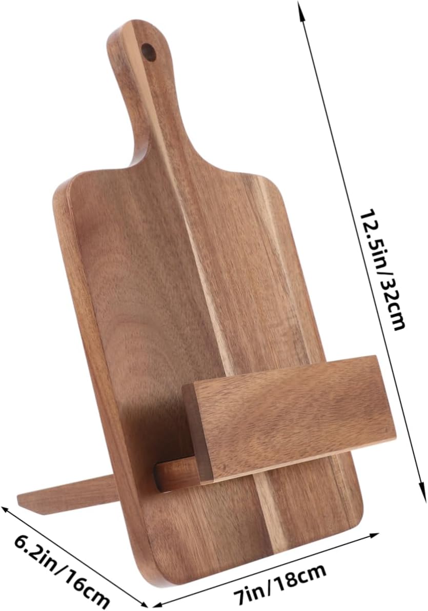 Wooden Recipe Holder Wall-Mounted Cookbook Stand for Kitchen Elegant Menu Display Rack for Home Space-Saving Design Versatile Wood Stand for Recipes and Menus
