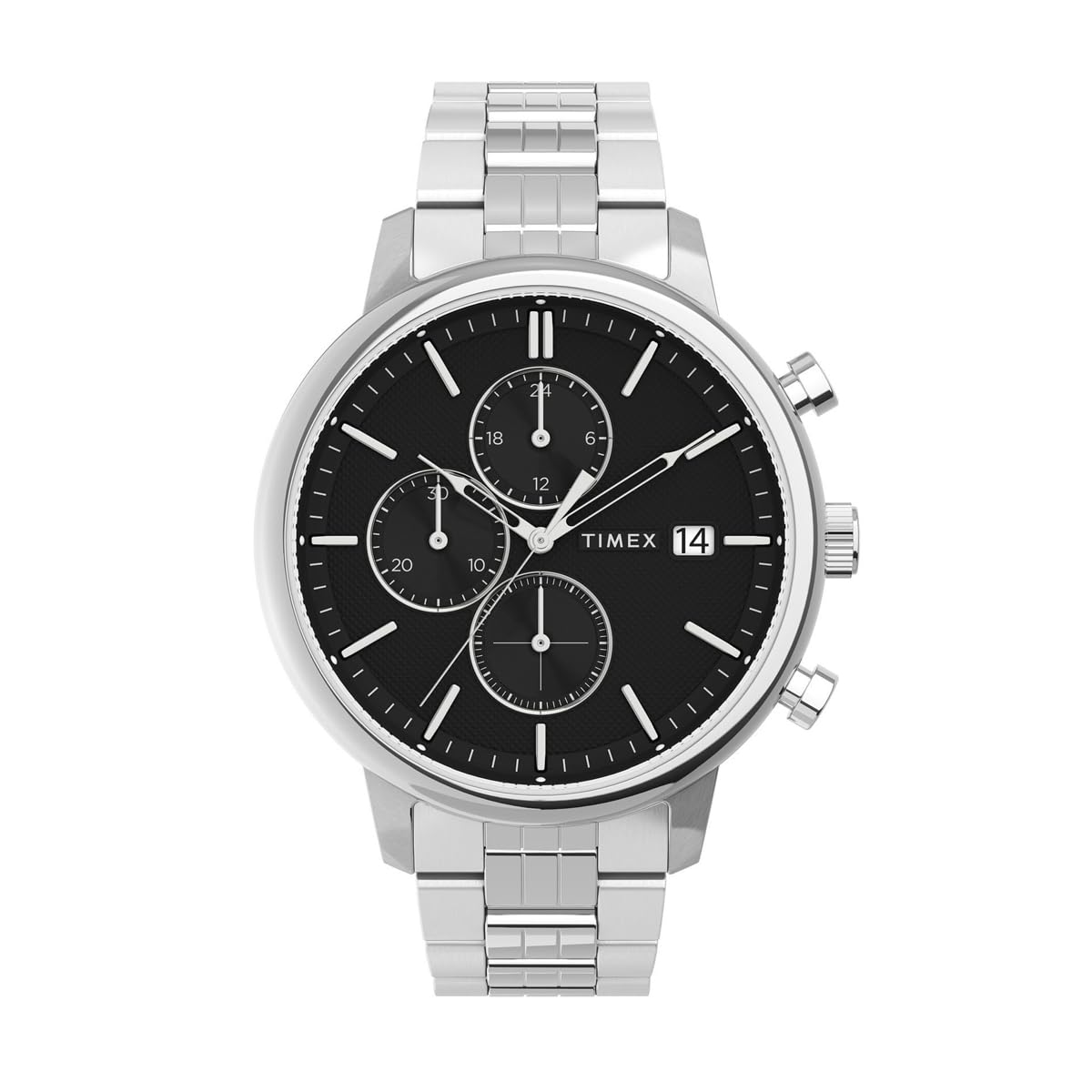 Timex Men's Trend 45mm Watch - Silver-Tone Case with Black Dial and Stainless Steel Bracelet TW2V01600