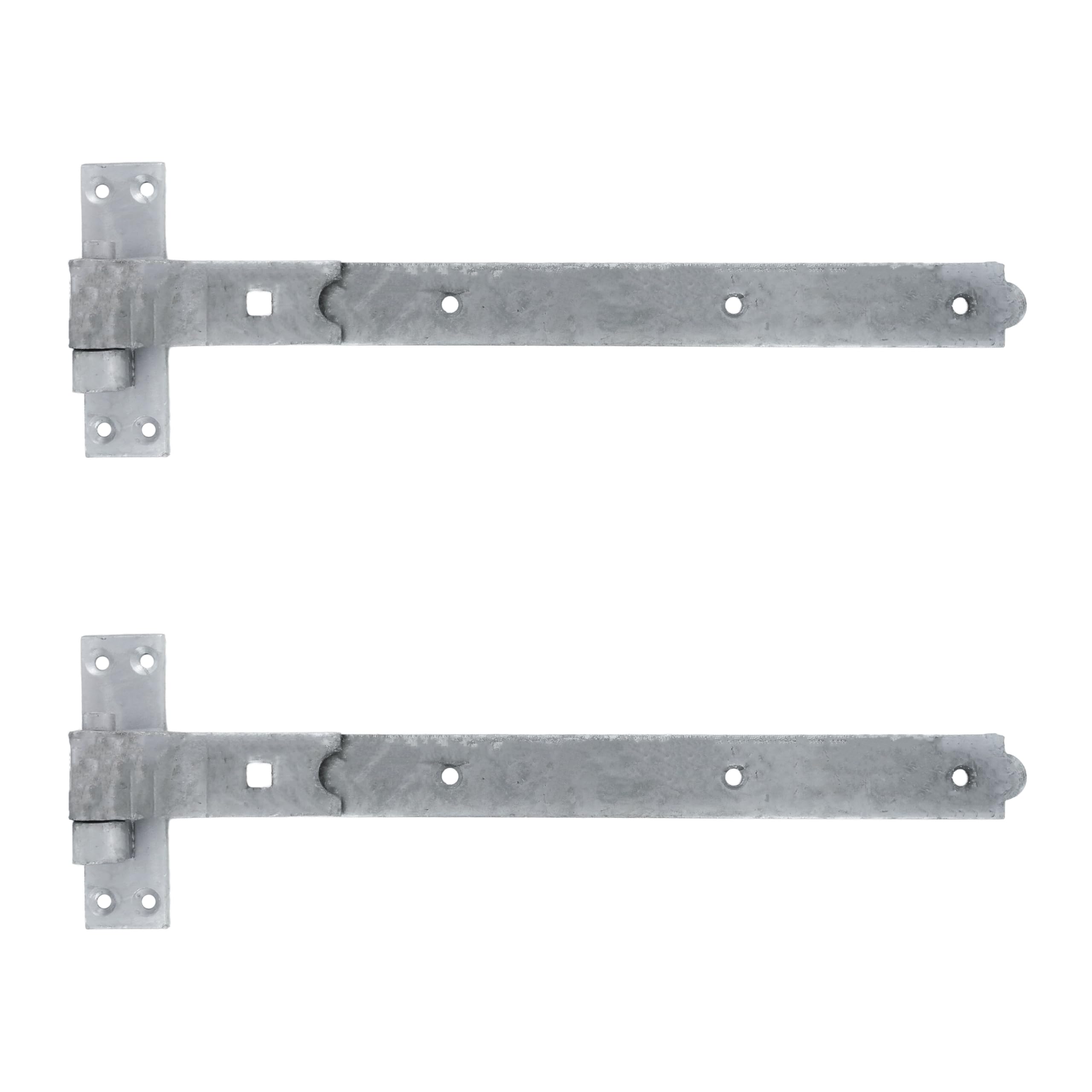 Merriway BH06865 (2 Pcs) Gate Hinges Heavy Duty Hook and Band Cranked Necked Galvanised 400mm (16 Inch) - Pack of 2 Pieces
