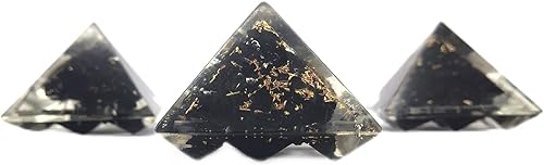 Shungite Lemurian Pequeña Pirámide de Orgón para Protección, Protección Energética Negativa y Rejilla de Cristal  Pirámide DIY para Collar Colgante