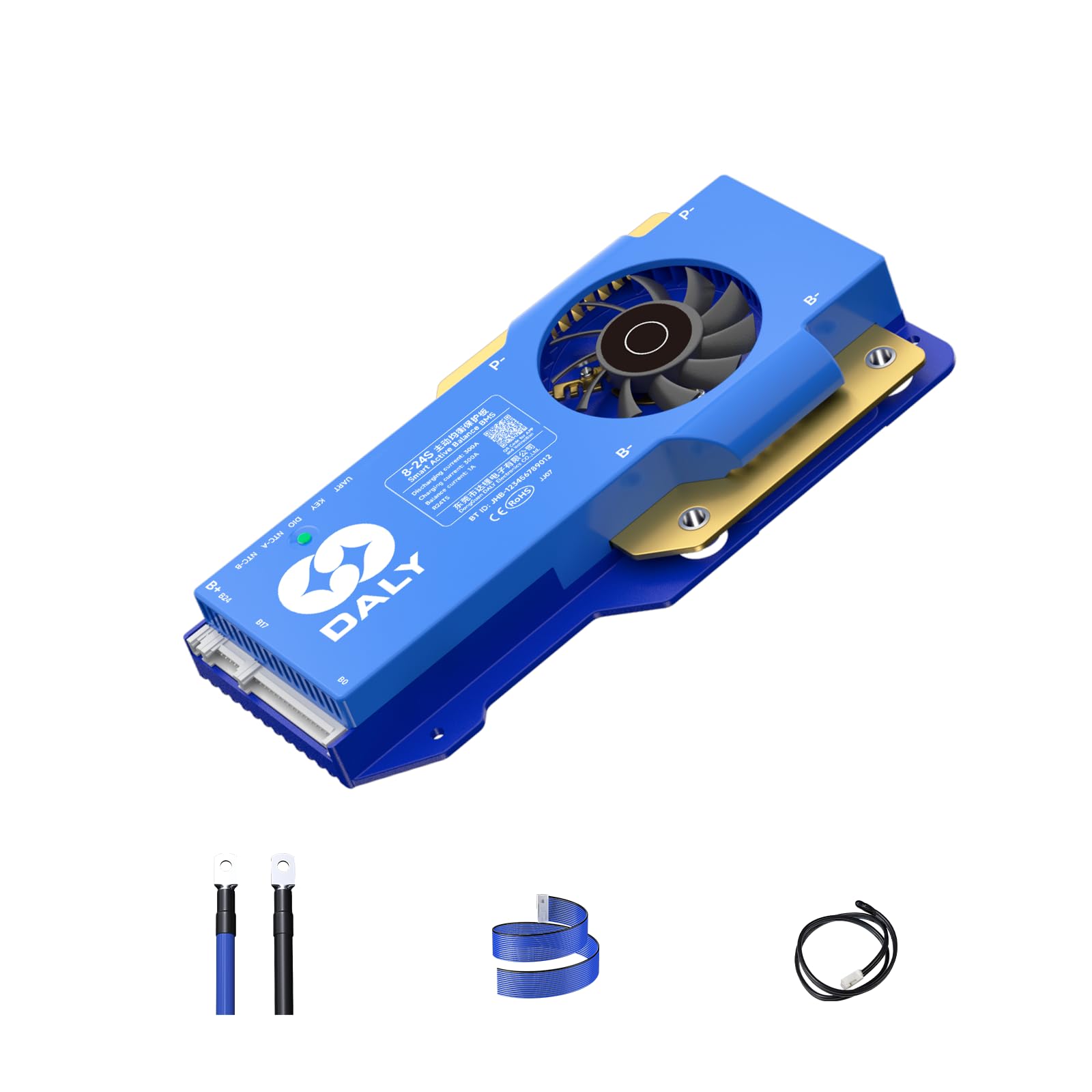 DALY BMS 72V 300A – 1A Active Balance Batteriemanagementsystem, integriertes Bluetooth für 24S LifePO4 Akkupack – Ideal für Golfwagen, Trolling Motoren, Marineanwendungen, AGM und mehr