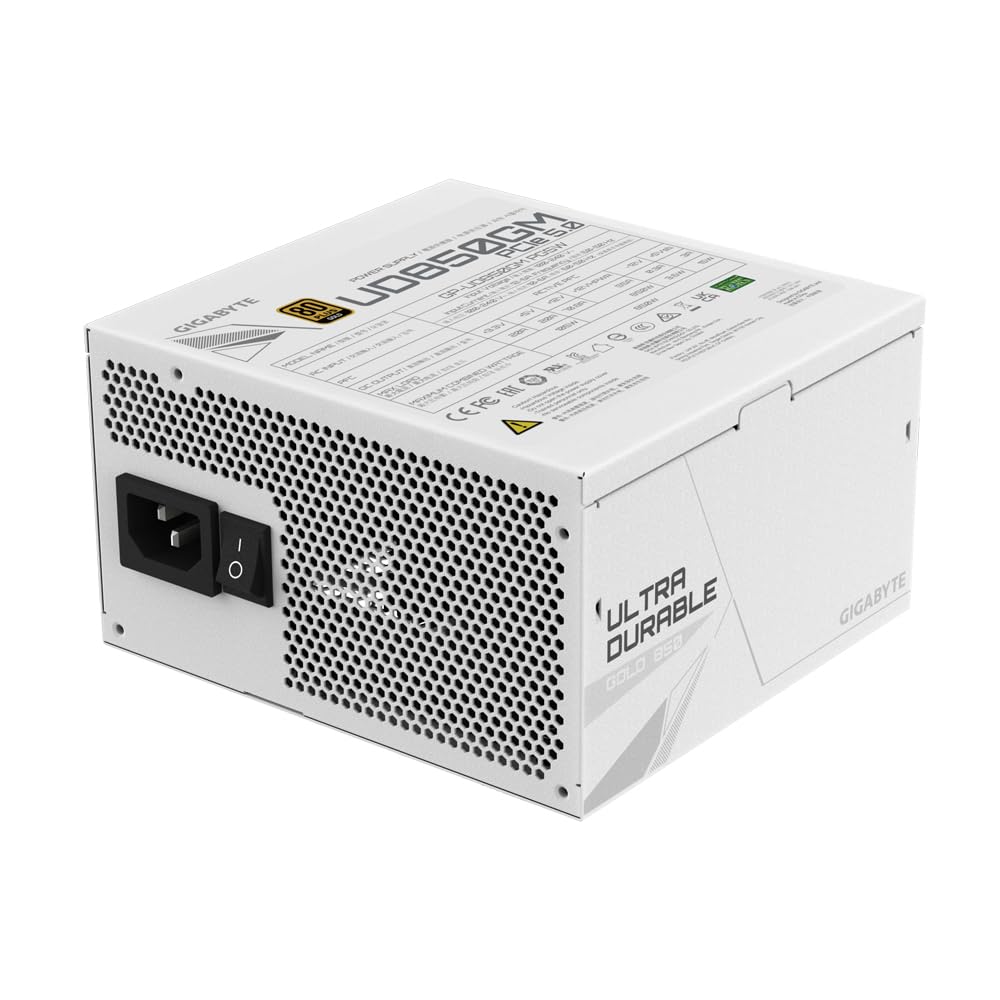 GIGABYTE UD850GM PG5W Fuente de Alimentación - PCIe 5.0, 80 Plus Gold, Diseño Totalmente Modular, Ventilador de 120 mm, Compatible con ATX 3.0, Enchufe EU