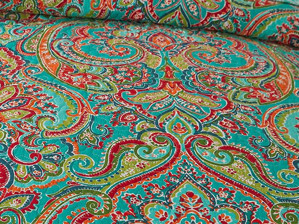 NEWLAKE Cotton Bedspread Quilt Sets-Reversible Patchwork Coverlet Set, European Gorgeous Floral Pattern, King Size