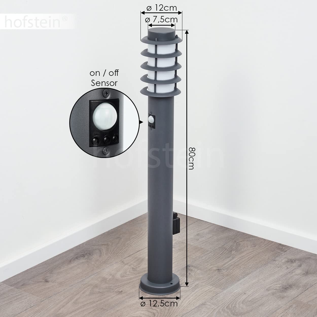 Lampe De Socle Extérieur Caserta, Lampe En Métal Anthracite Avec