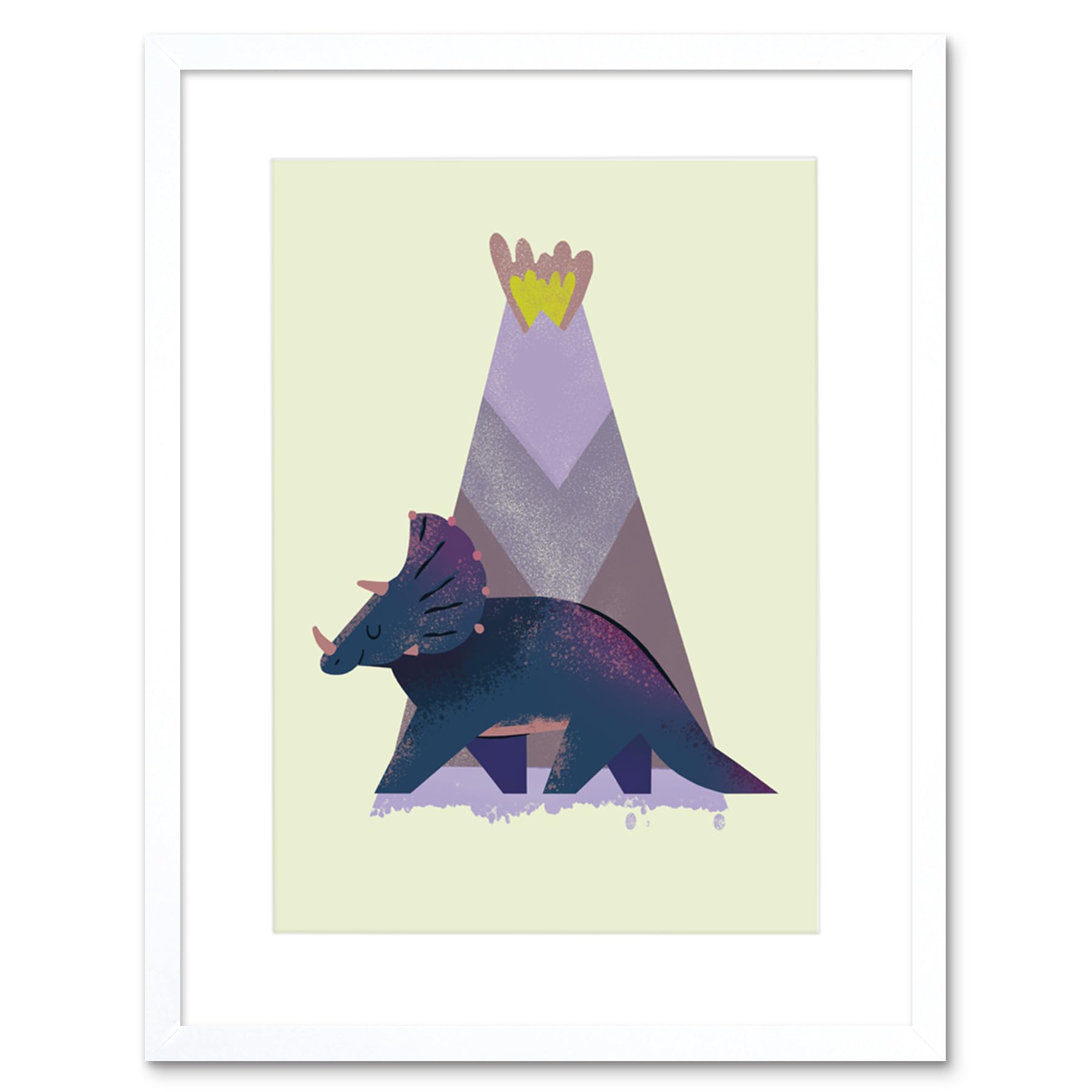 Wee Blue Coo Dinosaur Triceratops Framed Wall Art Print