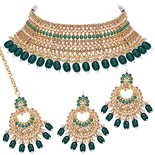 Shostopper by Sukkhi Gleaming Gold Plated Choker Necklace Set for Women (B0C4FLTN48) Amazon Price History, Amazon Price Tracker