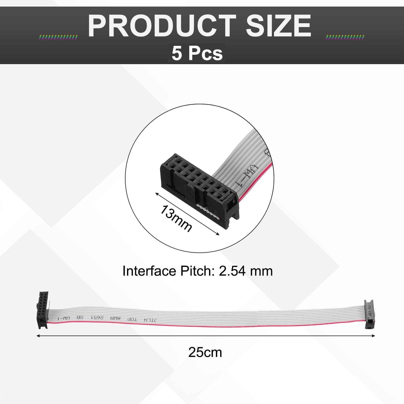 QUARKZMAN 5 Pz Cavo a Nastro Piatto IDC, Passo 2.54mm Larghezza 12mm Lunghezza 25cm 10 a 16 Pin FC a FC Connettore a Nastro Piatto per PC, Display LED