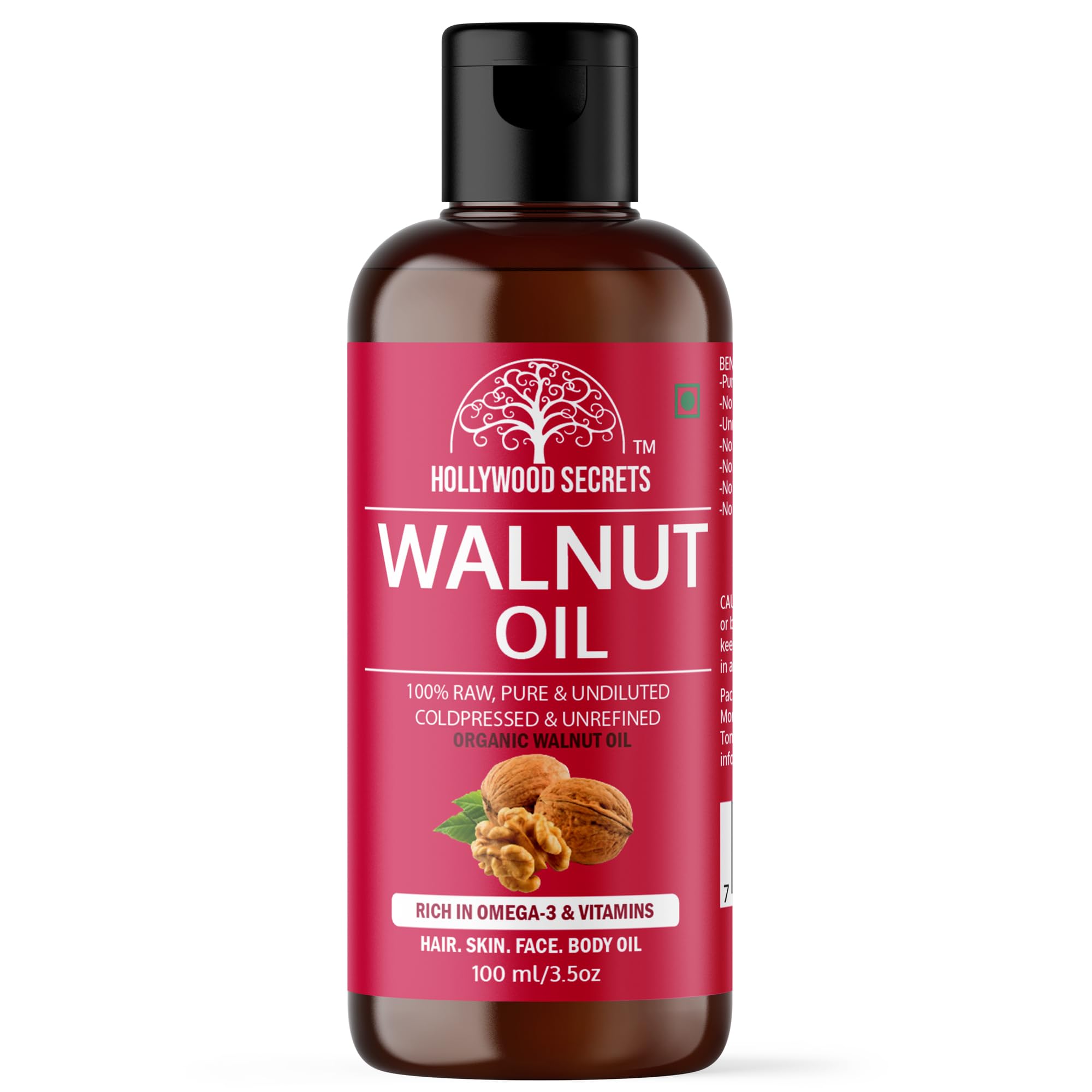 Organic Cold Pressed Pure Walnut Oil Hair Growth Face Skin 100 ml