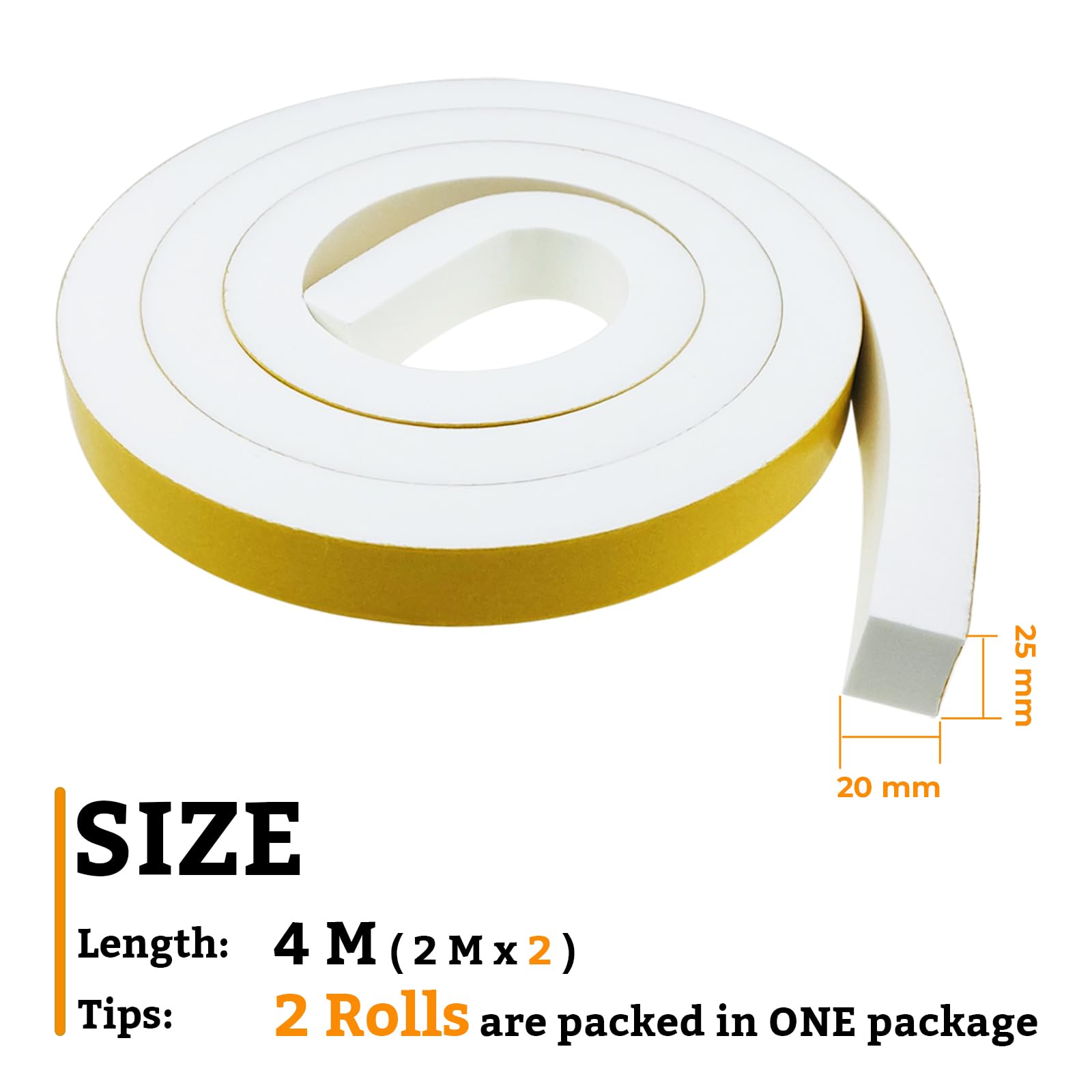Storystore Foam Insulation Tape Self Adhesive 25mm W X 3mm