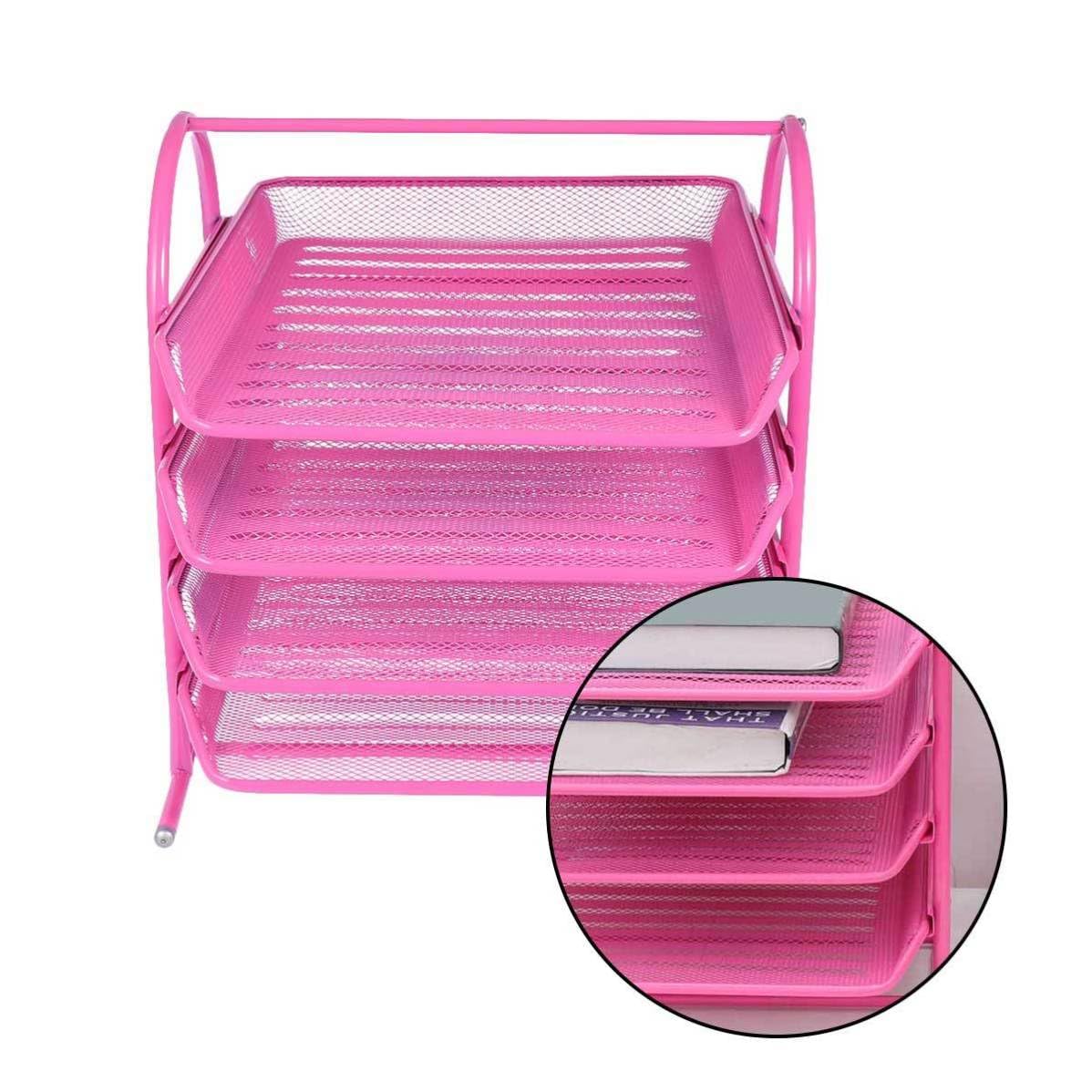 Mikinona Organizador de Archivos de 4 Capas en Hierro para Escritorio