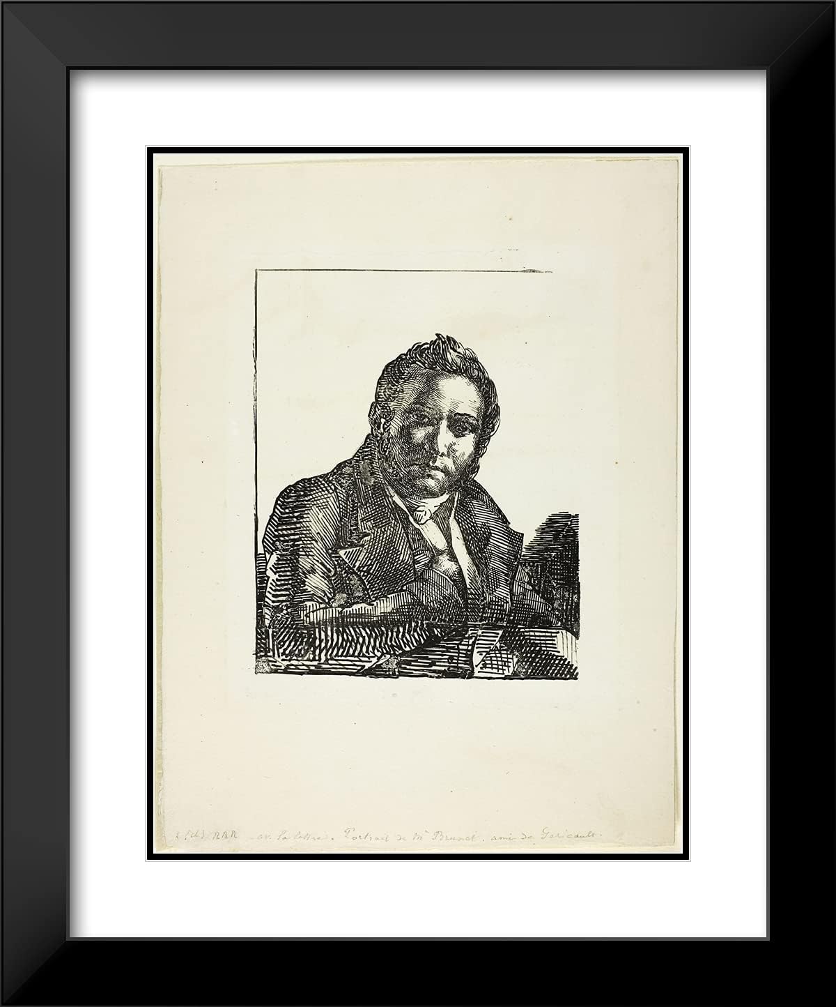 ArtDirect Theodore Gericault 20x24 Black Modern Framed and Double Matted Art Print Titled Portrait of Auguste Brunet
