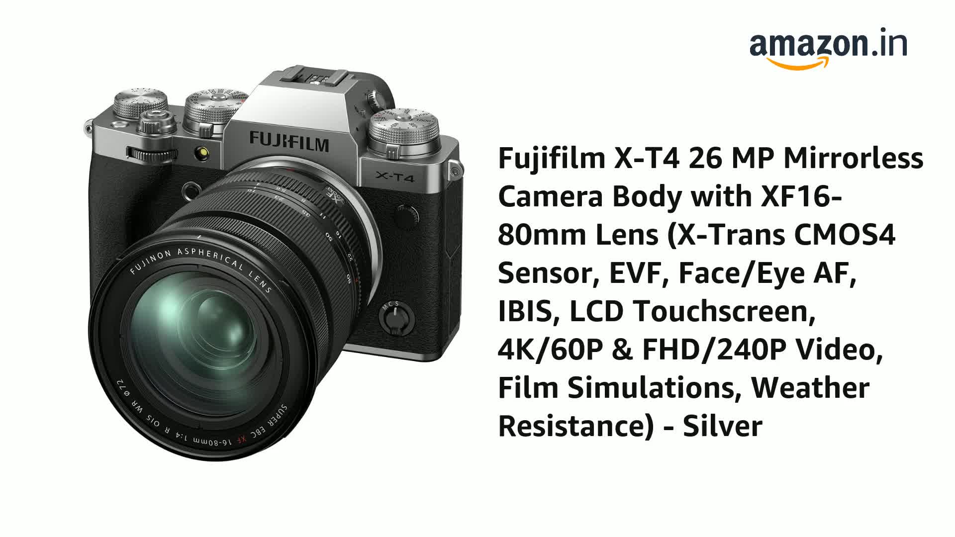 Buy Fujifilm X-T4 26 MP Mirrorless Camera Body with XF16-80mm Lens