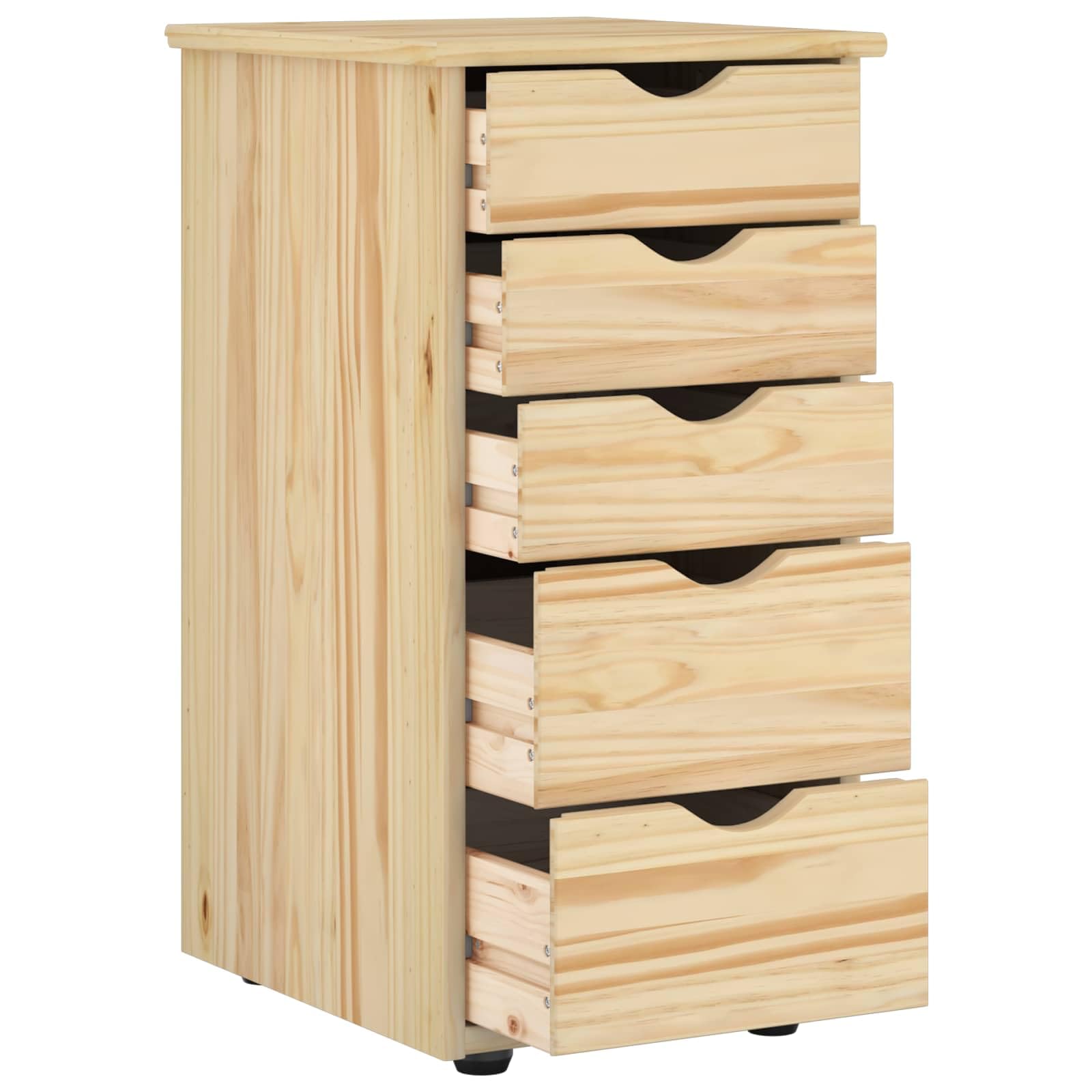 Armadietto portaoggetti in legno di pino massiccio, marrone, 34 x 39 x 61,5 cm, con 5 cassetti, per soggiorno, camera da letto, ufficio, corridoio e cucina, organizer versatile