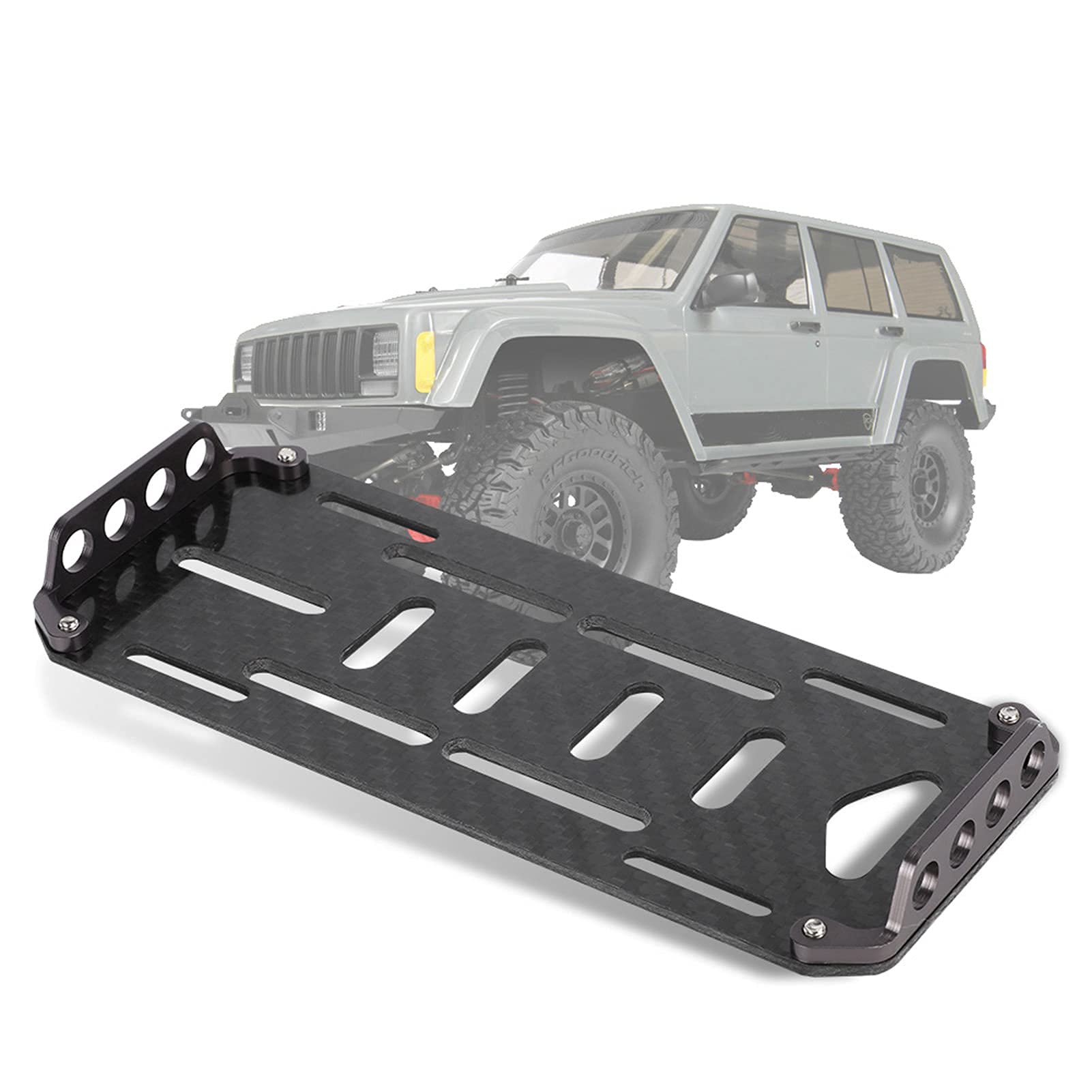 VGEBY1 Support de Batterie, Adaptateur de Plaque de Batterie en Fibre de Carbone à Dégagement Rapide pour Voiture sur Chenilles RC 1/10 RC avec Testeur d'Electricité