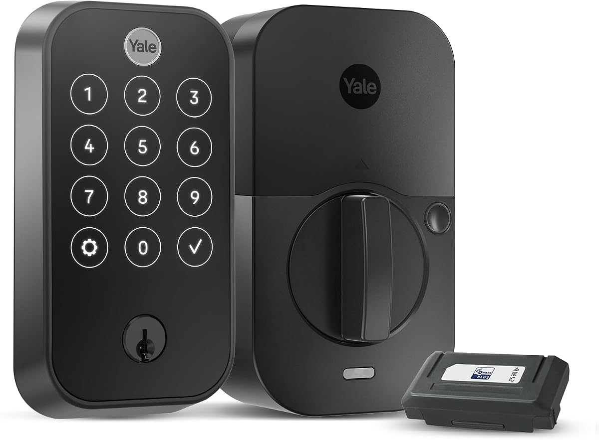 Yale Assure Lock 2 Touch Deadbolt, cerradura de puerta de entrada inteligente de gamuza negra con teclado táctil conectado Z-Wave (ZW3) y escáner de huellas dactilares, YRD420-F-ZW3-BSP