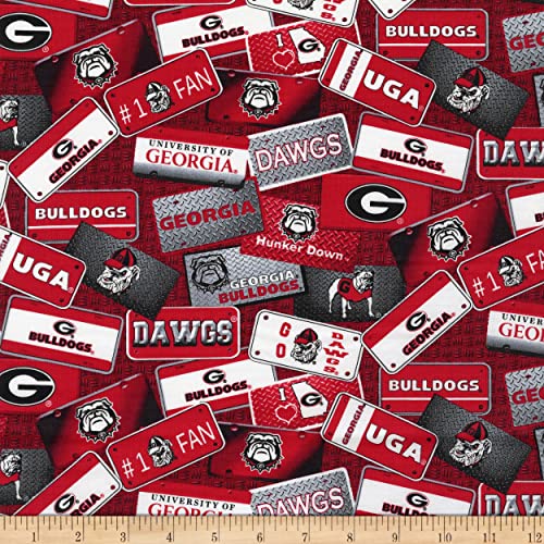 Sykel Enterprises NCAA Georgia Bulldogs License Plate Cotton Fabric, Multi Yard
