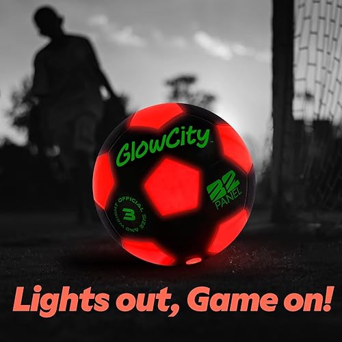 Miniatura 8 de GlowCity Balón de fútbol que brilla en la oscuridad - Tamaños 3, 4, 5 para niños, adolescentes y adultos - Balón de fútbol que se ilumina con 2