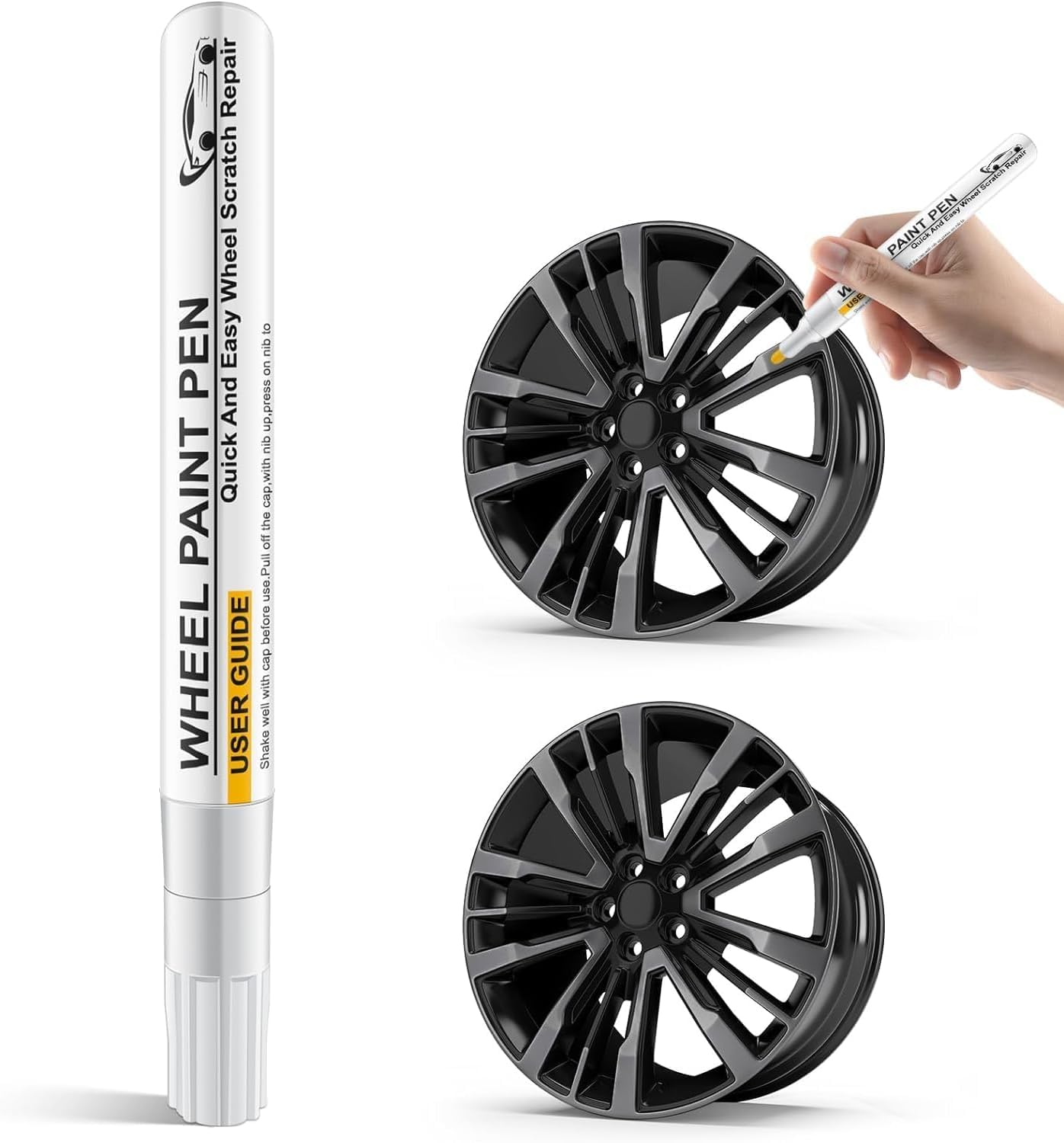 Matte Black Rim Touch Up Paint,Wheel Touch Up Kit Wheel Paint Rim Paint Pen Rim Paint For Car Wheel Repair Quick And Easy Repairs for Curb Rash, Scuff And Scratch,Rim Paint For Car Wheel Repair