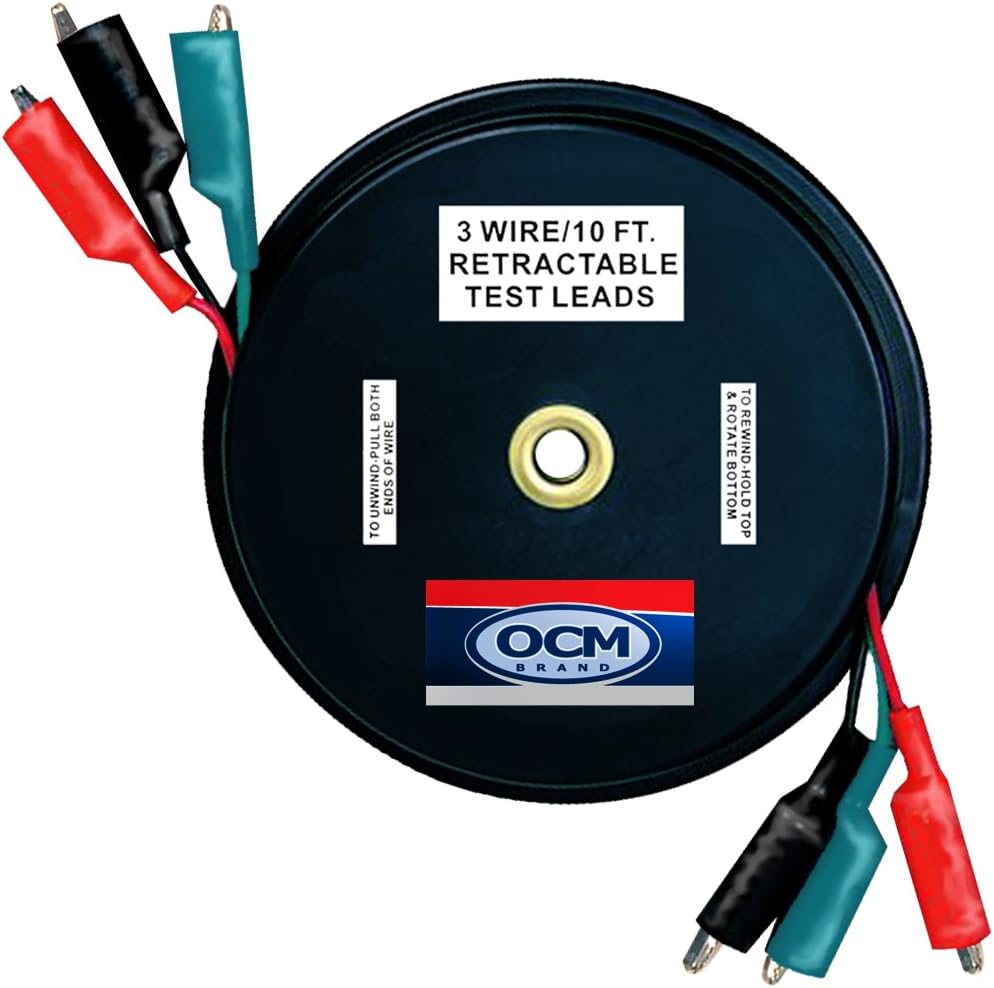 OCM - 3 WIRE RETRACTABLE TEST LEADS - 18 GAUGE ELECTRICAL COPPER WIRE