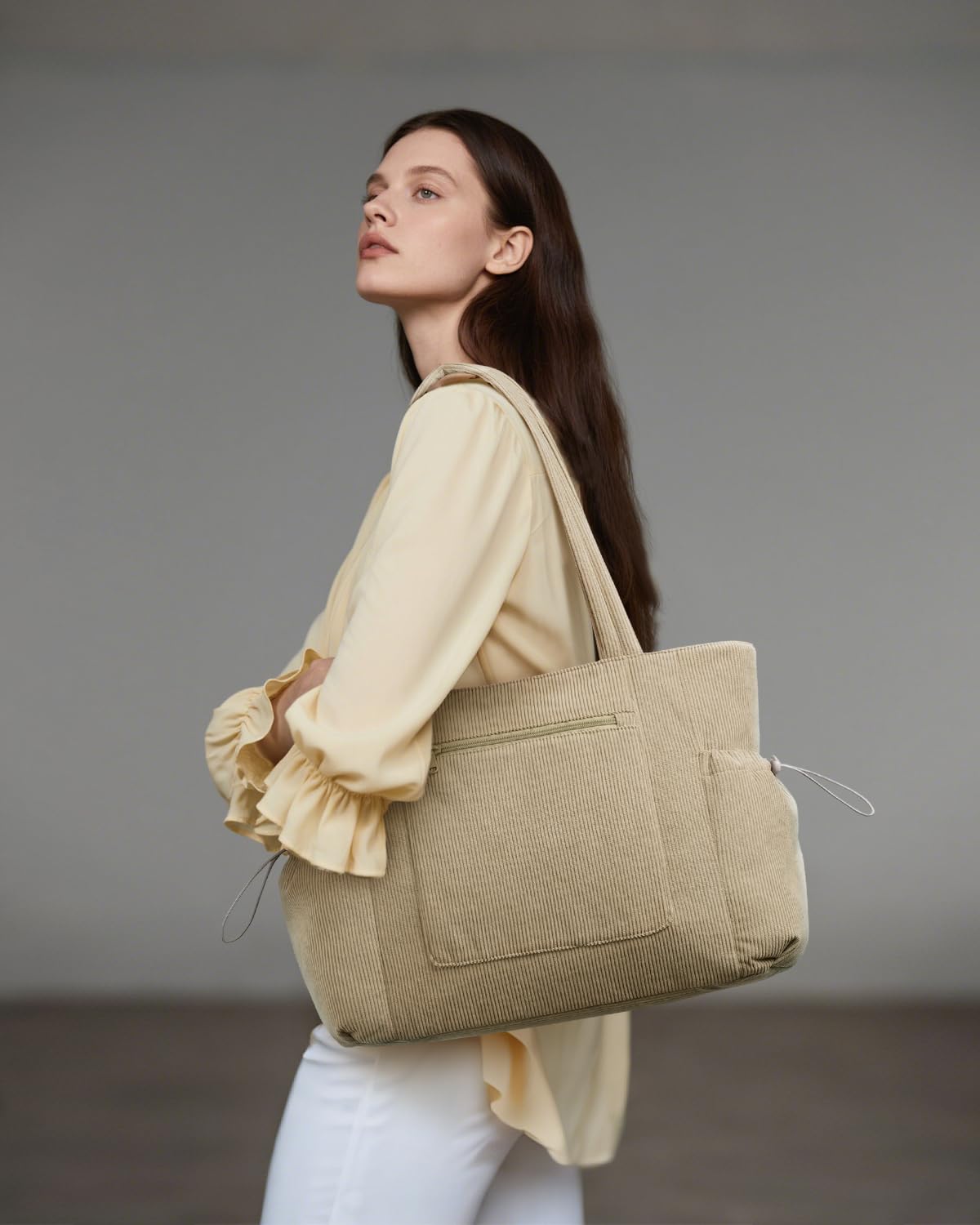 ECOHUB Borsa Tote Donna Velluto a Coste con Scomparto per Laptop da 15,6"