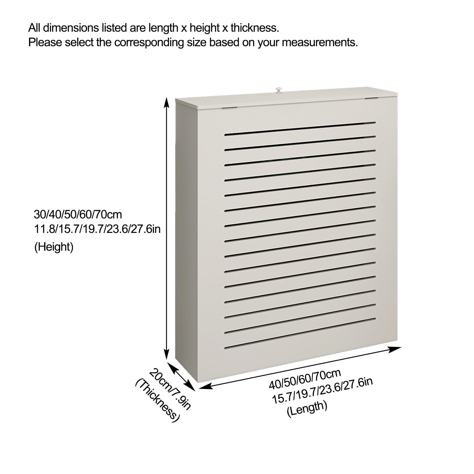 Generico Copritermosifone Moderni ed Eleganti per Soggiorno e Bagno, mobiletto riscaldante Decorativo con Contenitore, Facile da installare, 40x30x20 cm (15,7x11,8x7,9 Pollici)