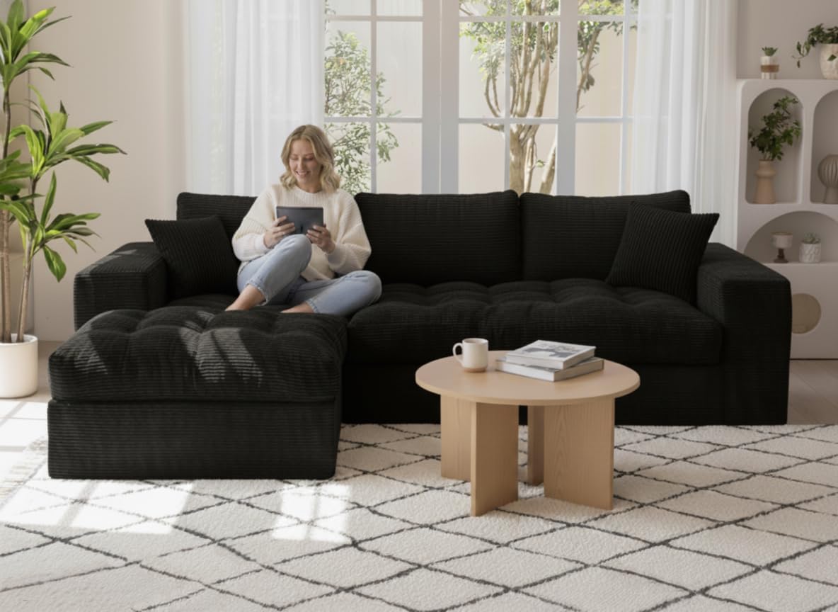NAYA 106 Modular Sectional Sofa Cloud Sectional Couch with Deep Seat Modern Modular L-Shape Sofa Boneless Couch with