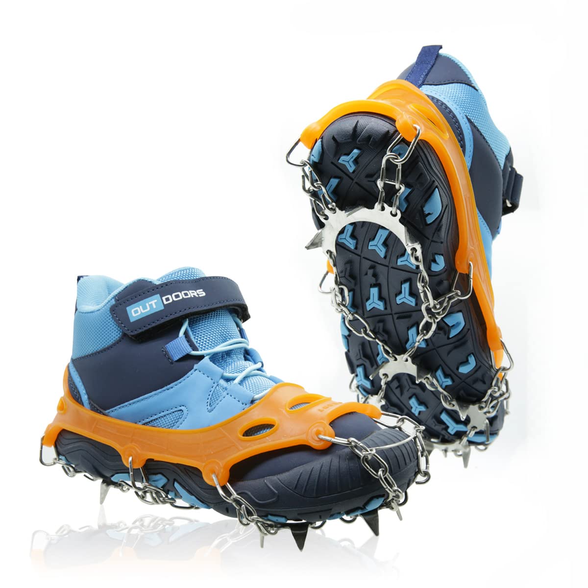 Eisklampen für Kinder, Steigeisen für Kinder, Wanderstiefel und Schuhe, Edelstahl, rutschfeste Traktionsstollen, Eis-Schnee-Griffe, Mikro-Spikes zum Eisfischen, Walken, Wandern und Klettern, Spielzeug