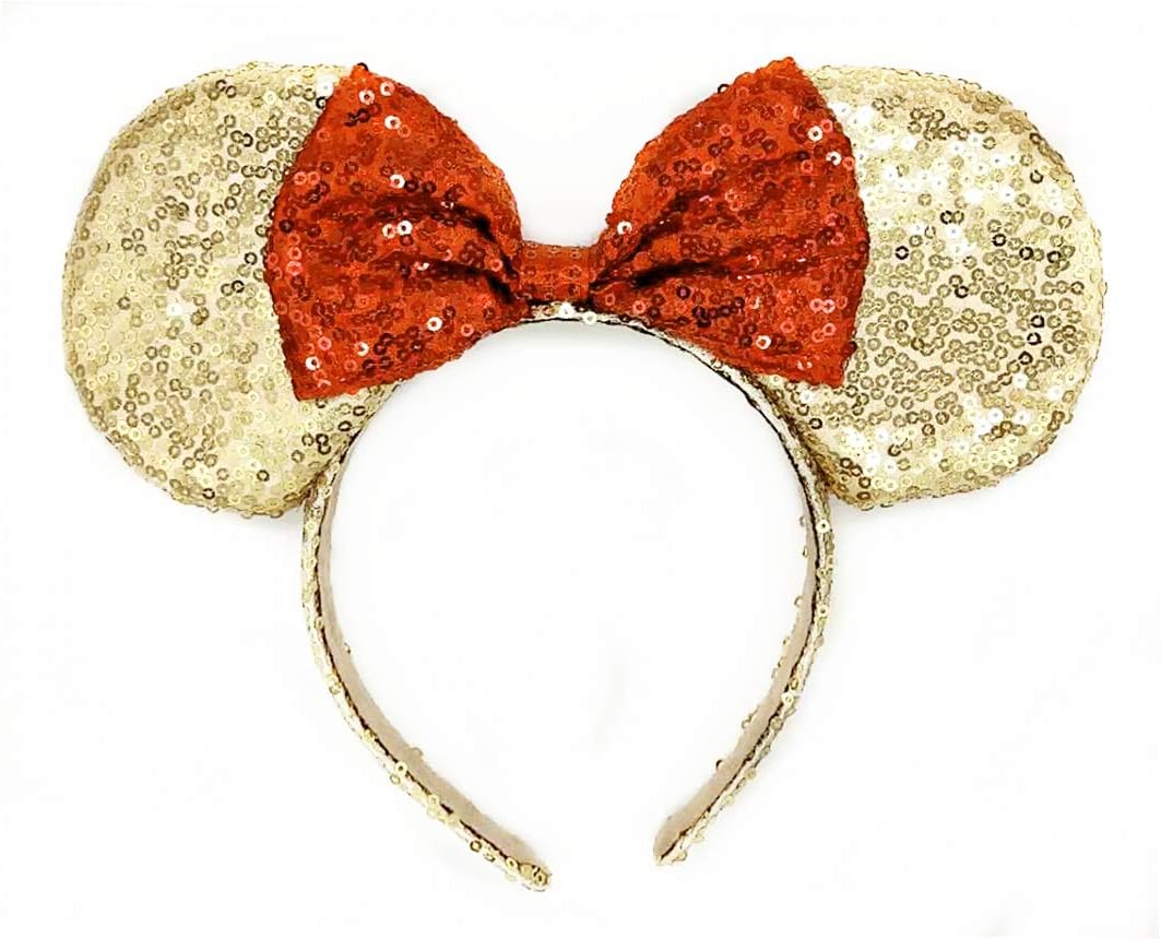 Mouse Ears Bow Headbands Glitter Princess Party Decoration Adult Mouse Ears,Sparkly Mouse Ears