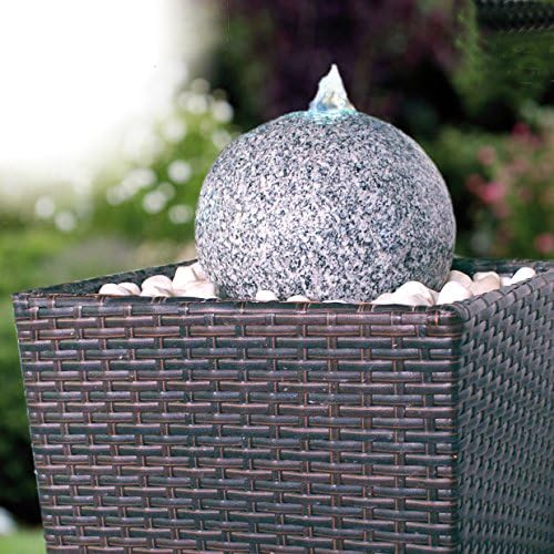 Heissner 015158B-00 Granite Ball on Rattan - Stone Grey