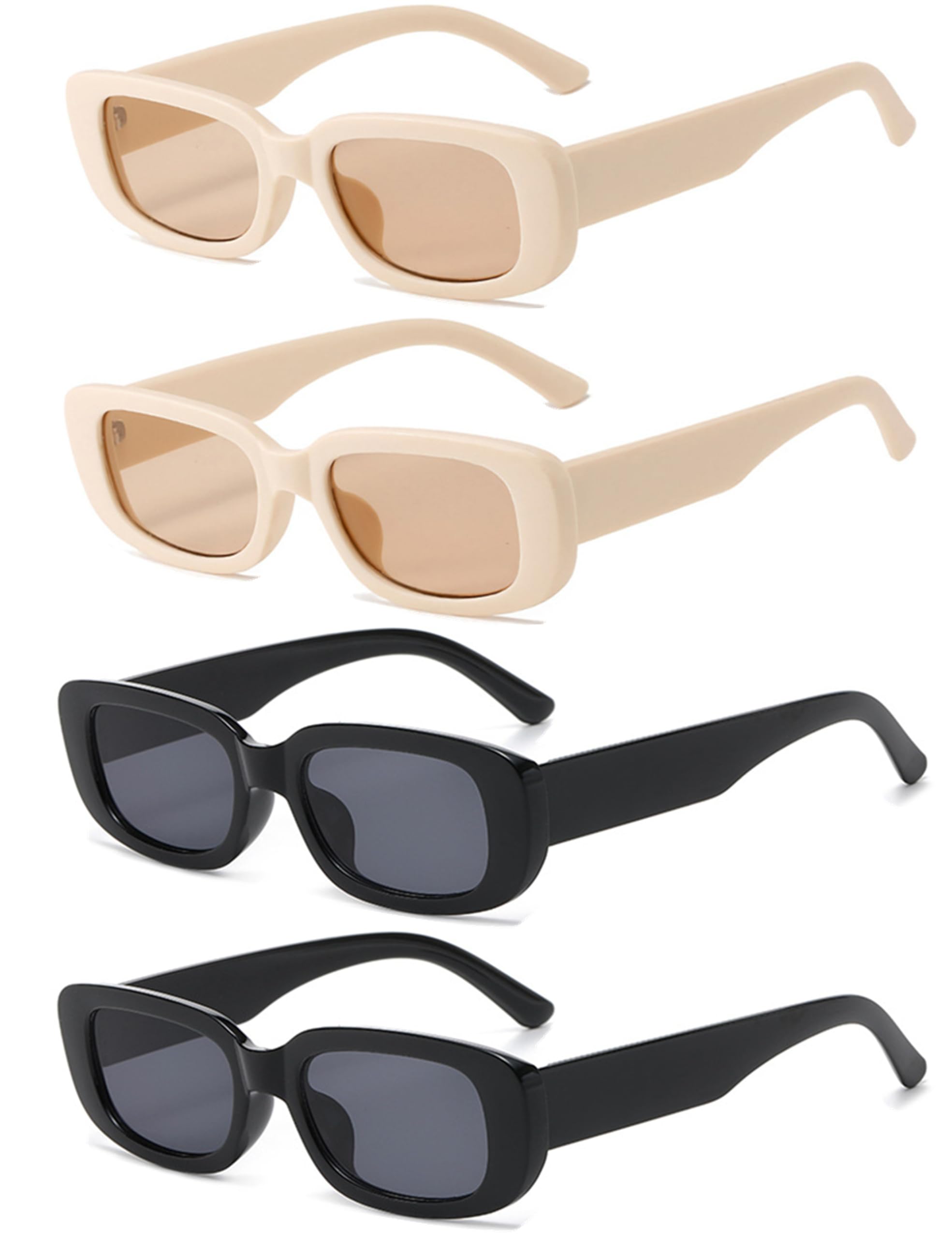 5er-Set Retro-Sonnenbrillen Für Damen – UV400, Verschiedene Farben, Eckig & Trendy