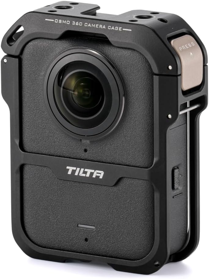 Camera Cage Compatible with DJI Osmo 360 | Quick Release | 1/4"-20 Mounts | Cold Shoe | Strap Slot | Lens Protection – Black