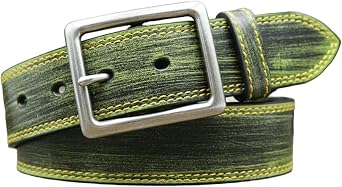 Genuine Leather Belt with Metal Buckle, Vintage Distressed Finish, Casual Golf Waist Belt For Men & Women