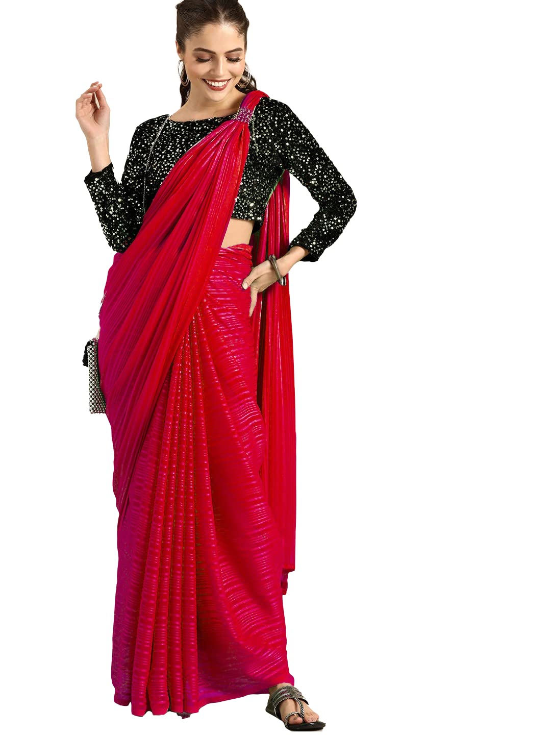 Winza Designer Women's Georgette Solid Saree with Blouse Piece (Aastha)