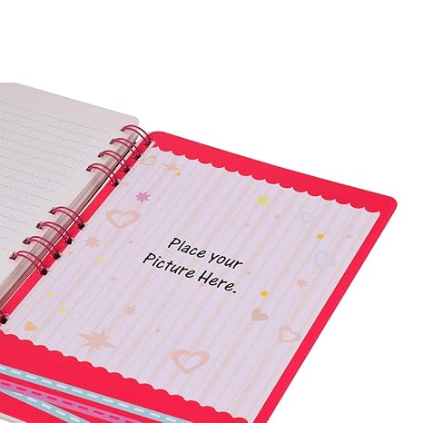 DOODLE B5 Hardbound Spiral Notebook Diary – 160 Undated Ruled Pages, 80 GSM Acid-Free Paper | Bookmark Dangler & 100+ Stickers | Opens Flat for Easy Writing | Love Diary for Girls – Forever Mine - Image 8