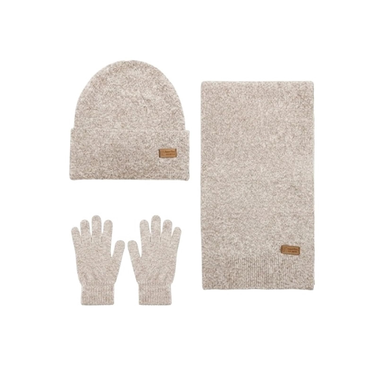 Conjunto de tres piezas de punto liso y cálido para invierno 4