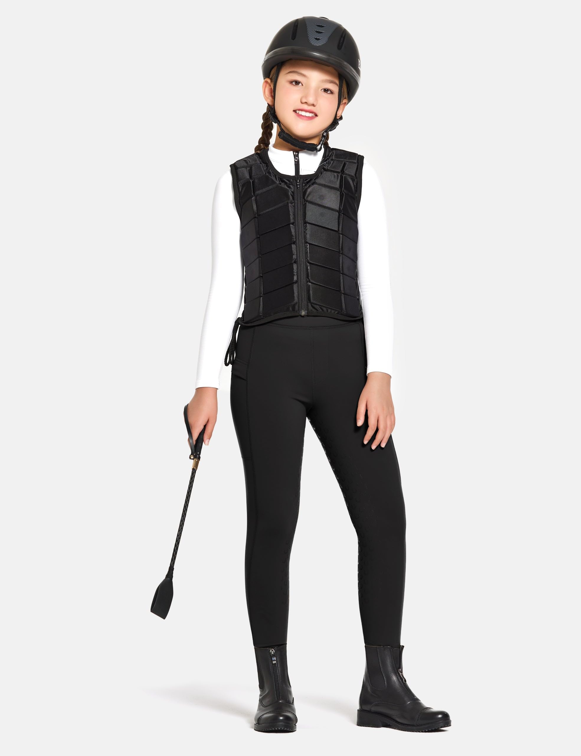 FitsT4 Sports Pantaloni da Equitazione Invernali per Bambini Leggings da Equitazione Invernali per Bambine Pantaloni da Equitazione Termici con Rivestimento Completo in Silicone,