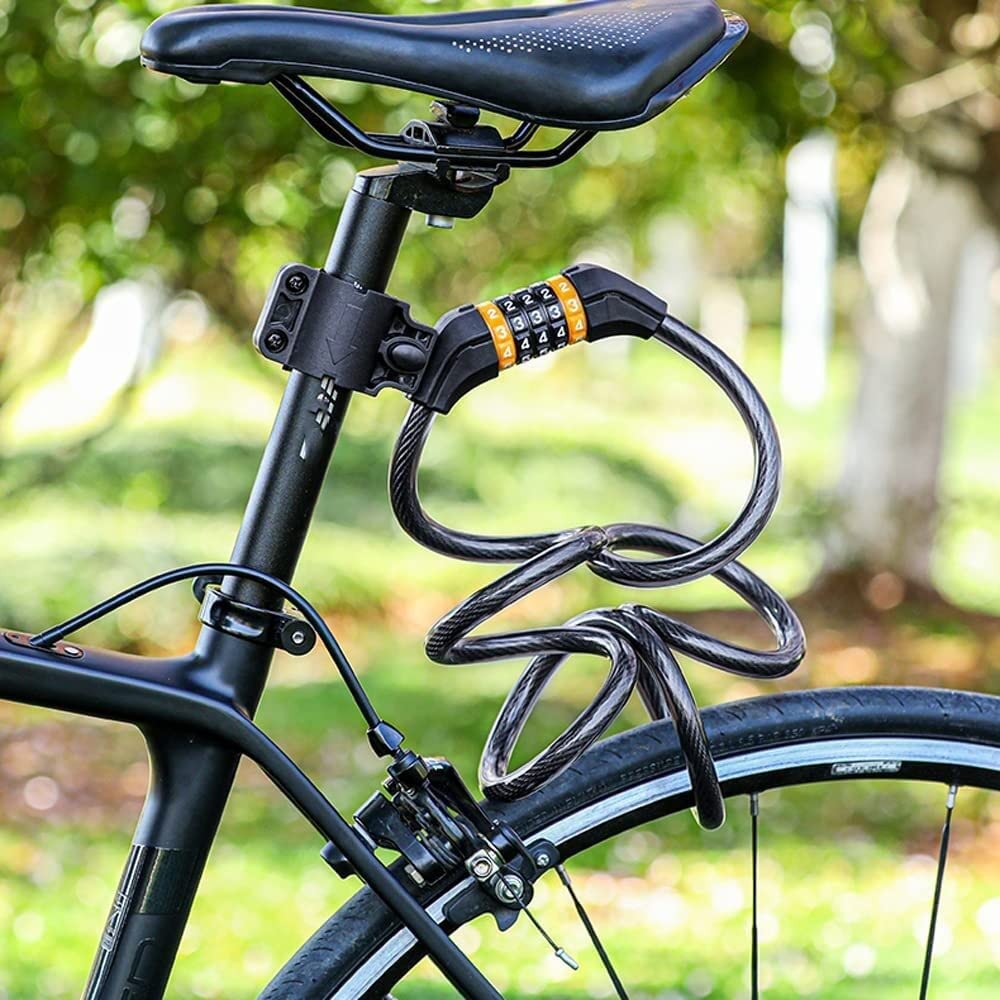 Lucchetto per Bici con Password Digitale, Combinazione a 4/5 cifre, antifurto Portatile, autoavvolgente, per Moto da Montagna, antifurto per Esterni