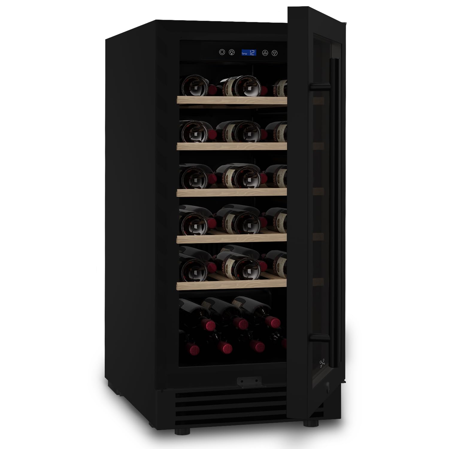 H.Koenig Les Petits Champs CAVCEB32 - Vinoteca independiente de 32 botellas, 82L de capacidad, diseño elegante, temperatura ajustable, sistema antivibración, cerradura con llave