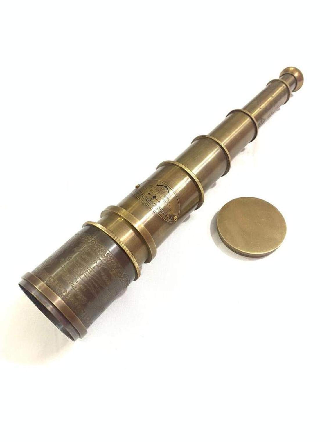 Telescopio vintage in ottone antico 20 pollici mano estensibile navale vittoriano pirata telescopio con bella scatola di legno duro lucido