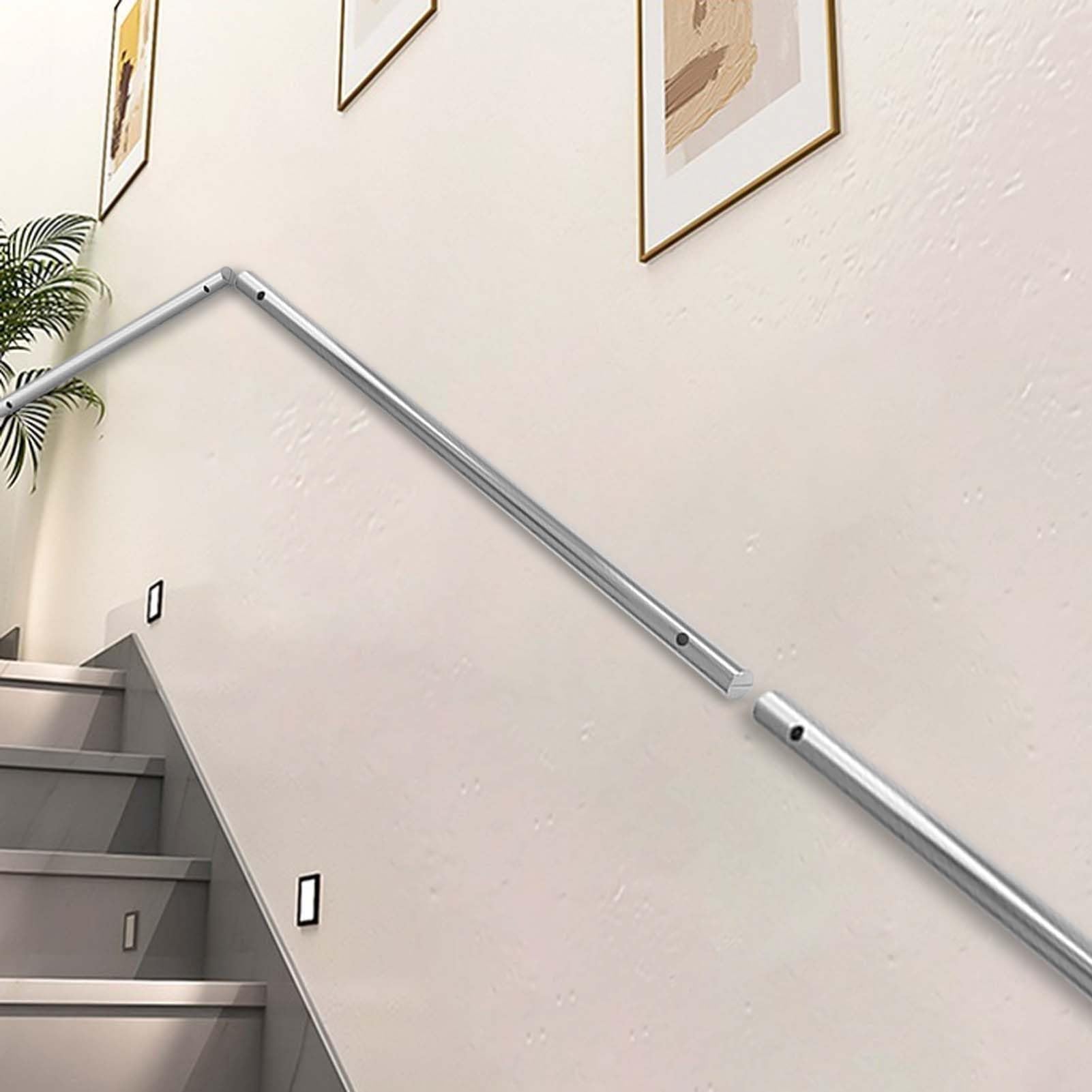 Fkxsxaz Stainless Steel Handrails For Stairs, Non-Slip Stair Banister With Brackets, Wall Mounted Safety Grab Bar Kit Interior Corridor Villa Building Loft(14Ft/420Cm)