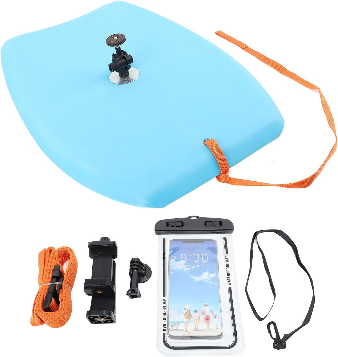Swim Kickboard, Foldable Adjustable Bracket EVA Foam PC ABS Swimming Training Board with 1/4 Inch Thread, for Smartphones Action Cameras Panoramic Cameras