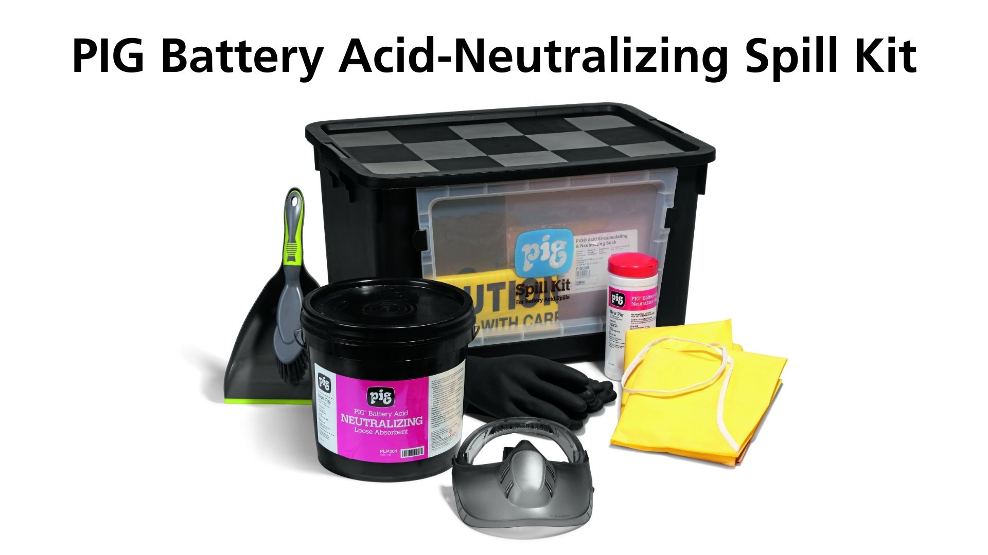 Image of PIG Battery Acid-Neutralizing Spill Kit - 15 inch W x 19.5 inch L x 17.5 inch H - Absorbs up to 3.8 gallons - KIT322
