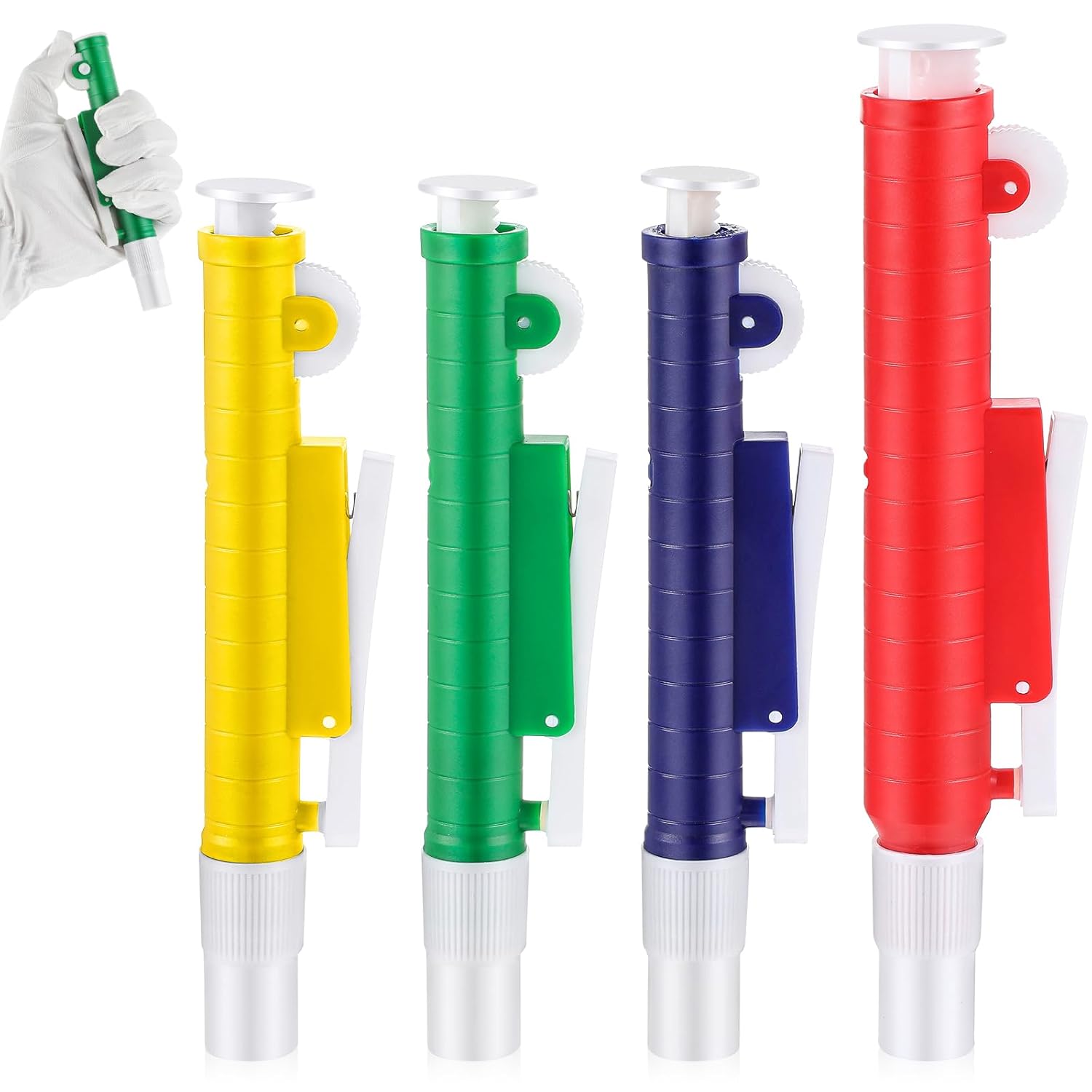4 Pcs Scientific Pipette Pumps, Lab Pipettes, Fit Plastic or Glass Pipettes (2ml,5ml,10ml,25ml)