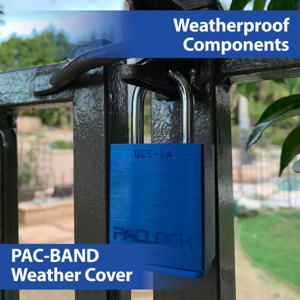 PACLOCK's 1-Series Padlock, UCS, 1/4" Diameter Hard. Stainless Steel Shackle, 1-3/16" Tall, High Performance 6-Pin Cylinder, One Lock Keyed to a Number U-Pick! w/ 2 Keys, Blue
